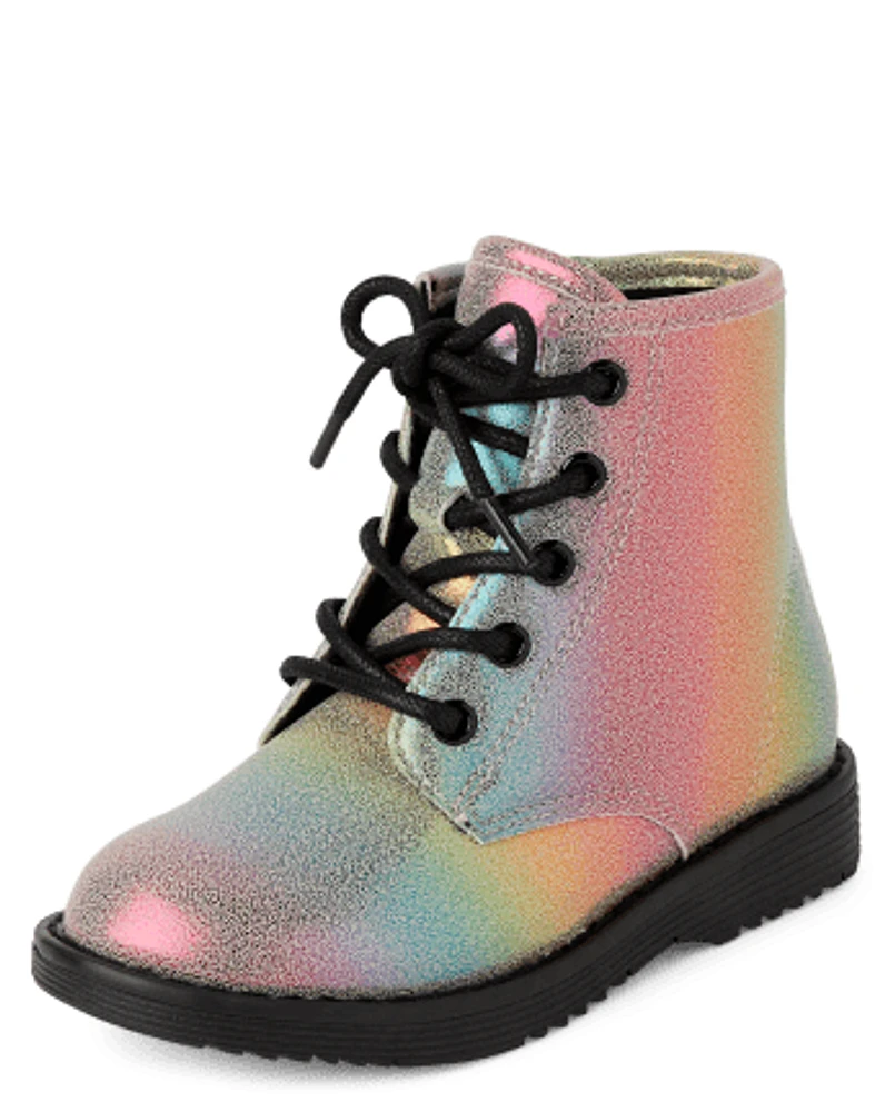 Bottes à lacets arc-en-ciel pour toute-petite fille