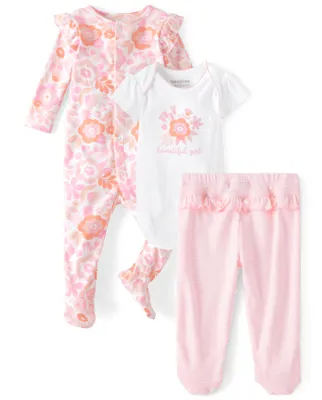Baby Girls Floral Ruffle 3-Piece Take Me Home Set