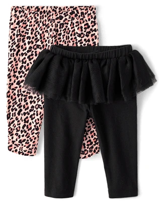 Lot de 2 pantalons tutu léopard bébé fille