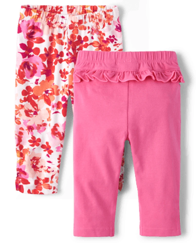 Lot de 2 pantalons à volants fleurs pour bébé fille