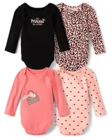 Baby Girls Leopard Bodysuit 4-Pack