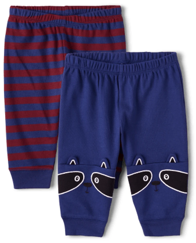 Baby Boys Raccoon Striped Pants 2-Pack