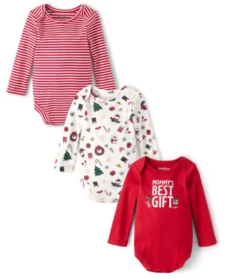 Unisex Baby Christmas Bodysuit 3-Pack