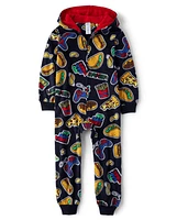 Boys Food Fleece One Piece Pajamas