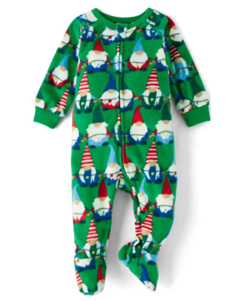 Baby And Toddler Matching Family Gnomes Fleece Footed One Piece Pajamas