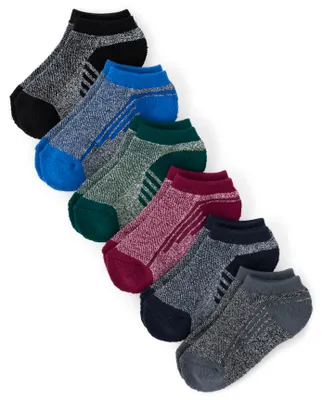 Boys Striped Athletic Ankle Socks 6-Pack