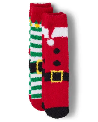 Adult Matching Family Santa Elf Suit Cozy Socks 2-Pack