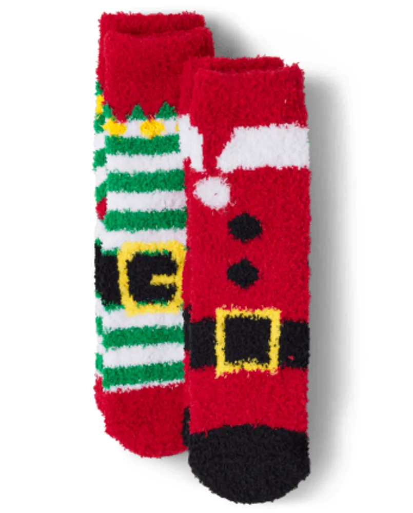 Kids Matching Family Santa Elf Suit Cozy Socks 2-Pack