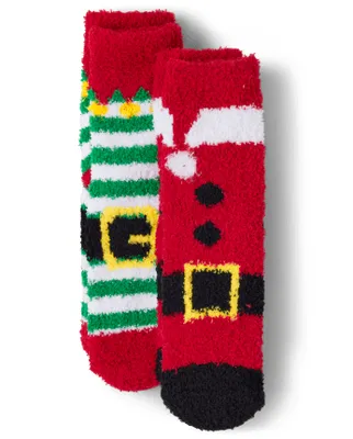 Kids Matching Family Santa Elf Suit Cozy Socks 2-Pack