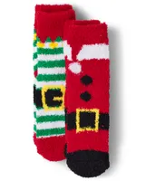 Kids Matching Family Santa Elf Suit Cozy Socks 2-Pack