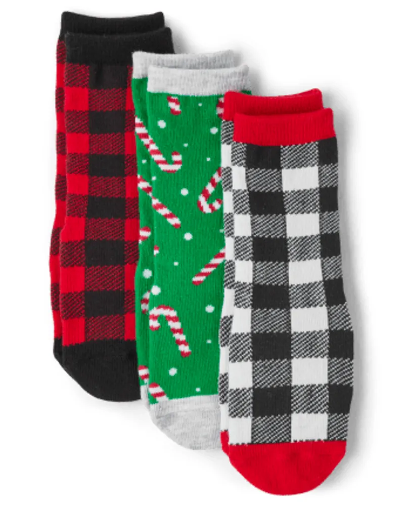 Unisex Baby And Toddler Matching Family Buffalo Plaid Crew Socks 3-Pack