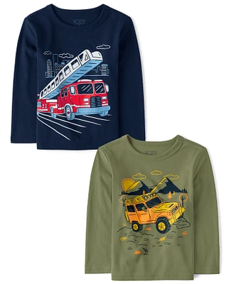 Baby And Toddler Boys Vehicle Graphic Tee 2-Pack