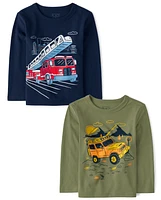 Baby And Toddler Boys Vehicle Graphic Tee 2-Pack