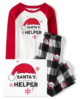 Kids Matching Family Santa's Helper Snug Fit Cotton And Fleece Pajamas