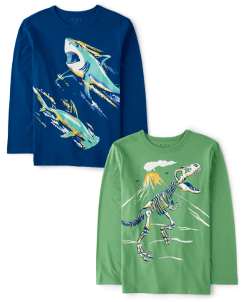 Boys Dino Shark Graphic Tee 2-Pack