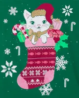 Girls Cat Stocking Graphic Tee
