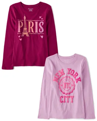 Girls Travel Graphic Tee 2-Pack