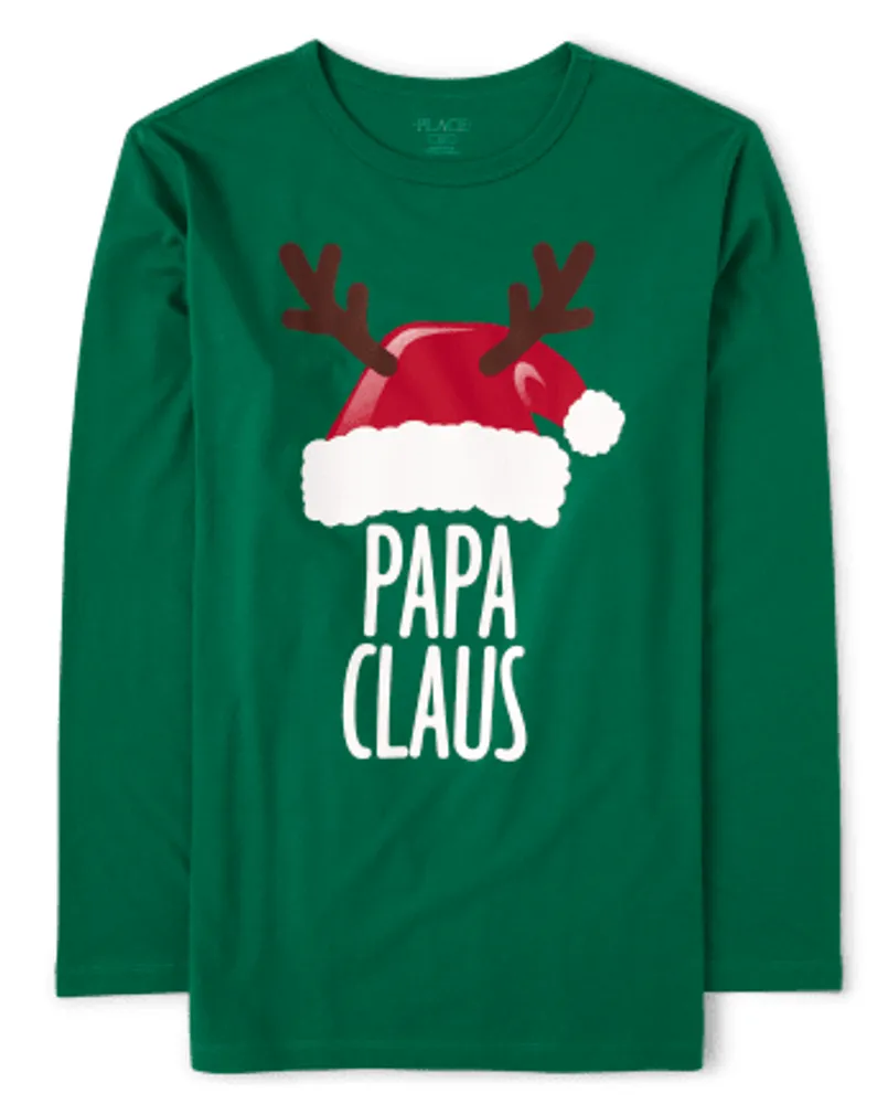 Mens Matching Family Papa Claus Graphic Tee