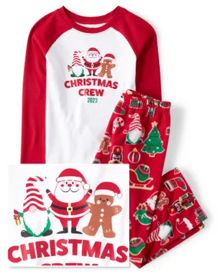 Unisex Kids Matching Family Christmas Crew 2023 Snug Fit Cotton And Fleece Pajamas