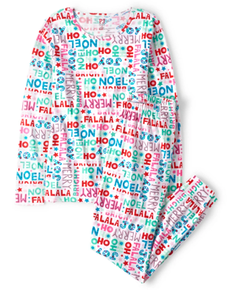 Womens Mommy And Me Christmas Words Cotton Pajamas