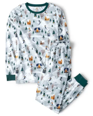 Adult Matching Family Ski Cabin Cotton Pajamas