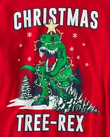 Adult Matching Family Glow Christmas Tree-Rex Cotton Pajamas