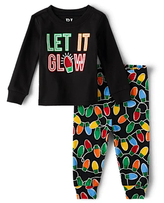 Baby And Toddler Matching Family Glow Let It Snug Fit Cotton Pajamas