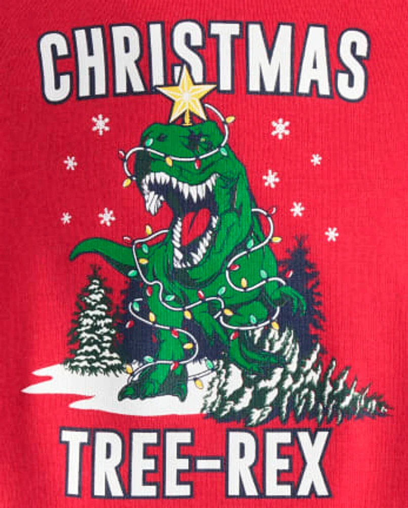 Unisex Baby And Toddler Matching Family Glow Christmas Tree-Rex Snug Fit Cotton Pajamas