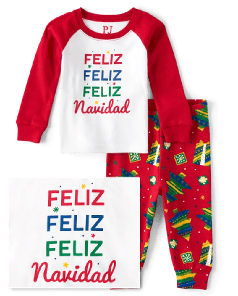 Baby And Toddler Matching Family Feliz Navidad Snug Fit Cotton Pajamas