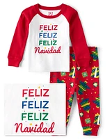 Pyjama unisexe Bébé Et tout-petit Famille assorti Feliz Navidad Ajusté coton