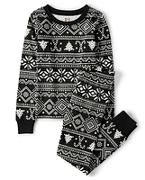 Kids Matching Family Candy Cane Fairisle Snug Fit Cotton Pajamas