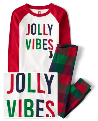 Kids Matching Family Jolly Vibes Snug Fit Cotton Pajamas