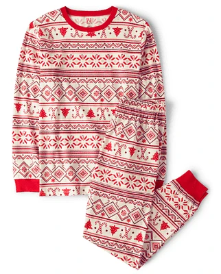 Adult Matching Family Candy Cane Fairisle Cotton Pajamas