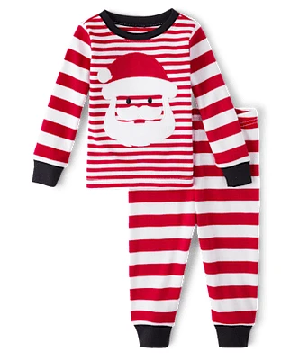 Baby And Toddler Striped Santa Snug Fit Cotton Pajamas