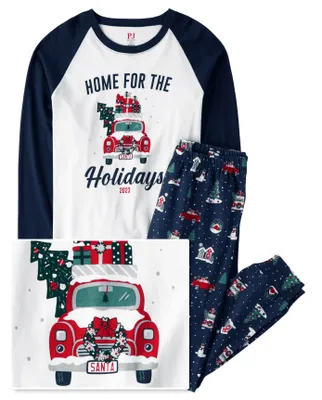 Unisex Adult Matching Family Home For The Holidays 2023 Cotton Pajamas