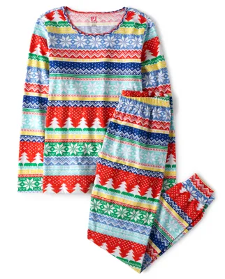 Unisex Adult Matching Family Fairisle Cotton Pajamas