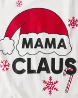 Womens Matching Family Mama Claus Cotton And Fleece Pajamas