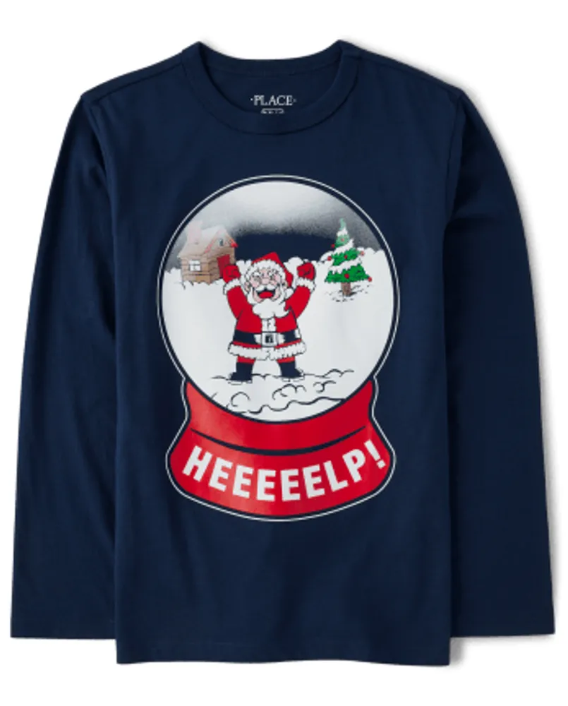 Boys Santa Snow Globe Graphic Tee