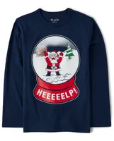 Boys Santa Snow Globe Graphic Tee
