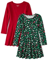 Girls Christmas Candy Everyday Dress 2-Pack