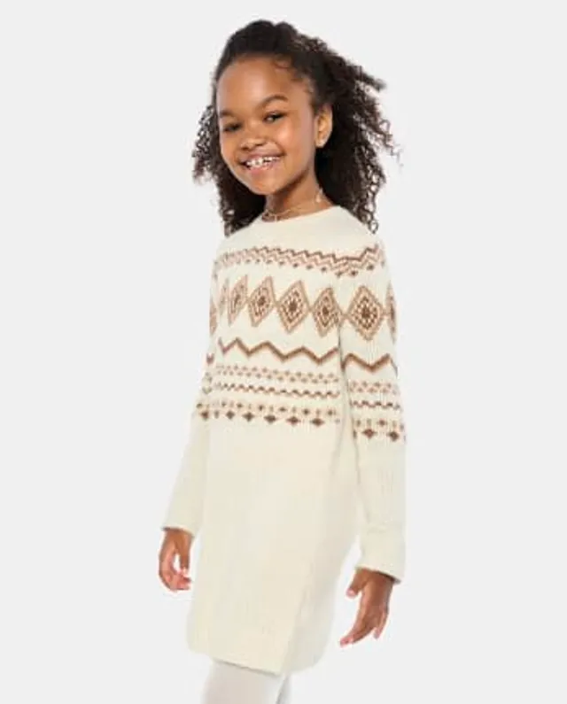 Cozy Thermal-Knit Mock-Neck Tunic Pullover Sweater for Girls