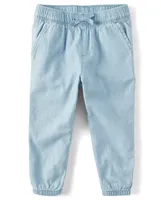 Pantalon de jogging à enfiler en chambray pour bébés et petites filles