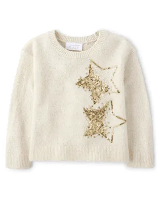 Toddler Girls Sequin Star Sweater
