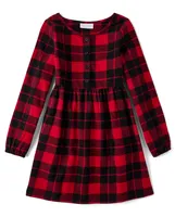 Girls Matching Family Buffalo Plaid Flannel Shirt Dress