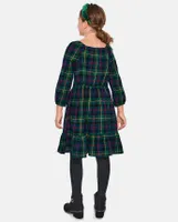 Girls Matching Family Plaid Flannel Tiered Dress