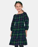 Girls Matching Family Plaid Flannel Tiered Dress