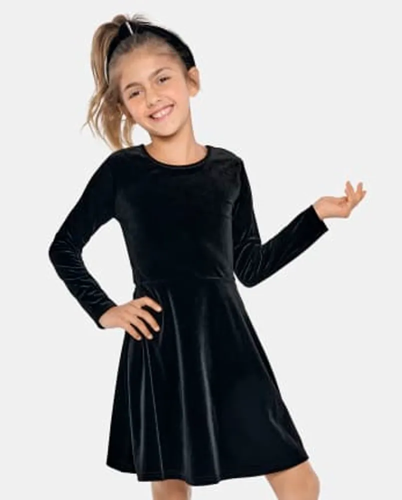 Robe patineuse en velours pour fille