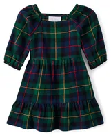 Baby And Toddler Girls Matching Family Plaid Flannel Tiered Dress