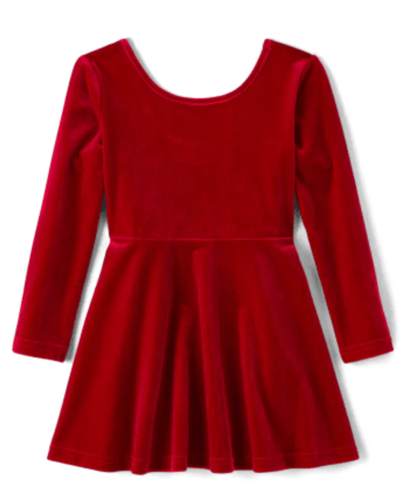 Robe patineuse en velours pour bébé et toute-petite fille