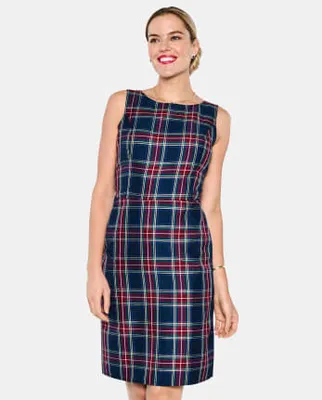 Womens Matching Family Plaid Satin A-Line Dress